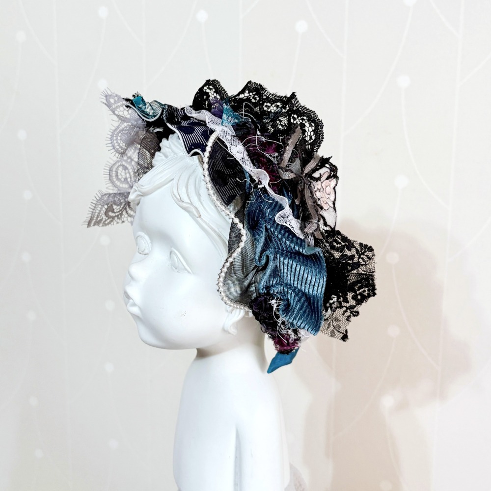 ＊哈娜髮飾＊手工拼接髮箍/ 寬版 寬邊 髮帶式刺繡蕾絲頭箍 髮窟 頭帶 頭飾 法枯 髮估-細節圖2