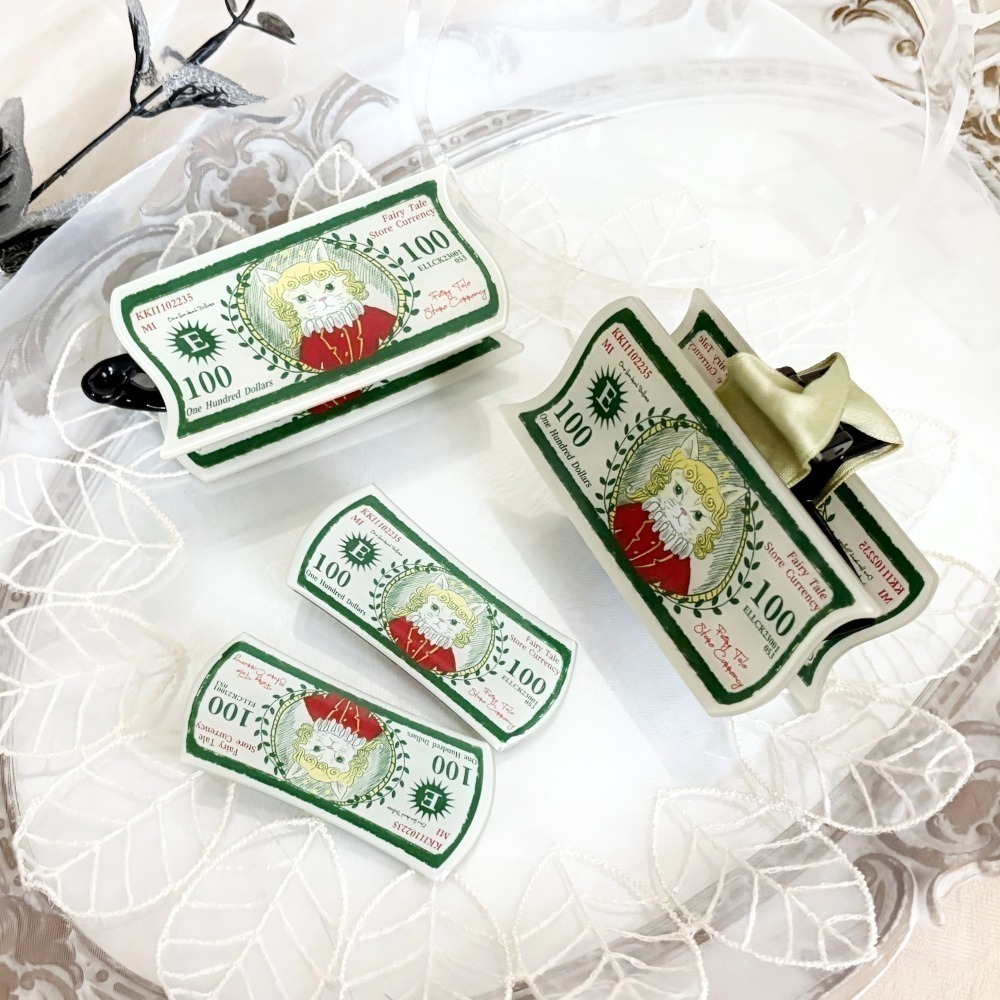 ＊哈娜髮飾＊獨家插畫髮夾 / 貓咪紙鈔 滴膠壓克力 抓夾 鯊魚夾 相交夾 香蕉夾 瀏海夾 壓夾 H夾 鴨夾 頭飾-細節圖3