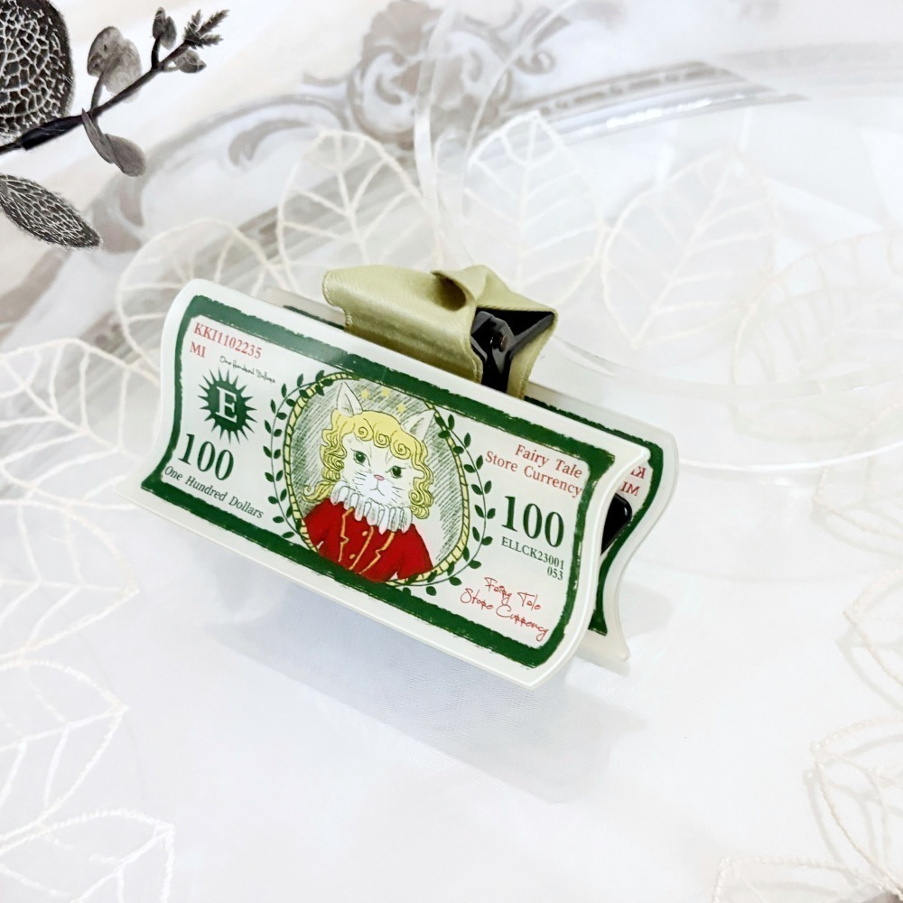 ＊哈娜髮飾＊獨家插畫髮夾 / 貓咪紙鈔 滴膠壓克力 抓夾 鯊魚夾 相交夾 香蕉夾 瀏海夾 壓夾 H夾 鴨夾 頭飾-細節圖5