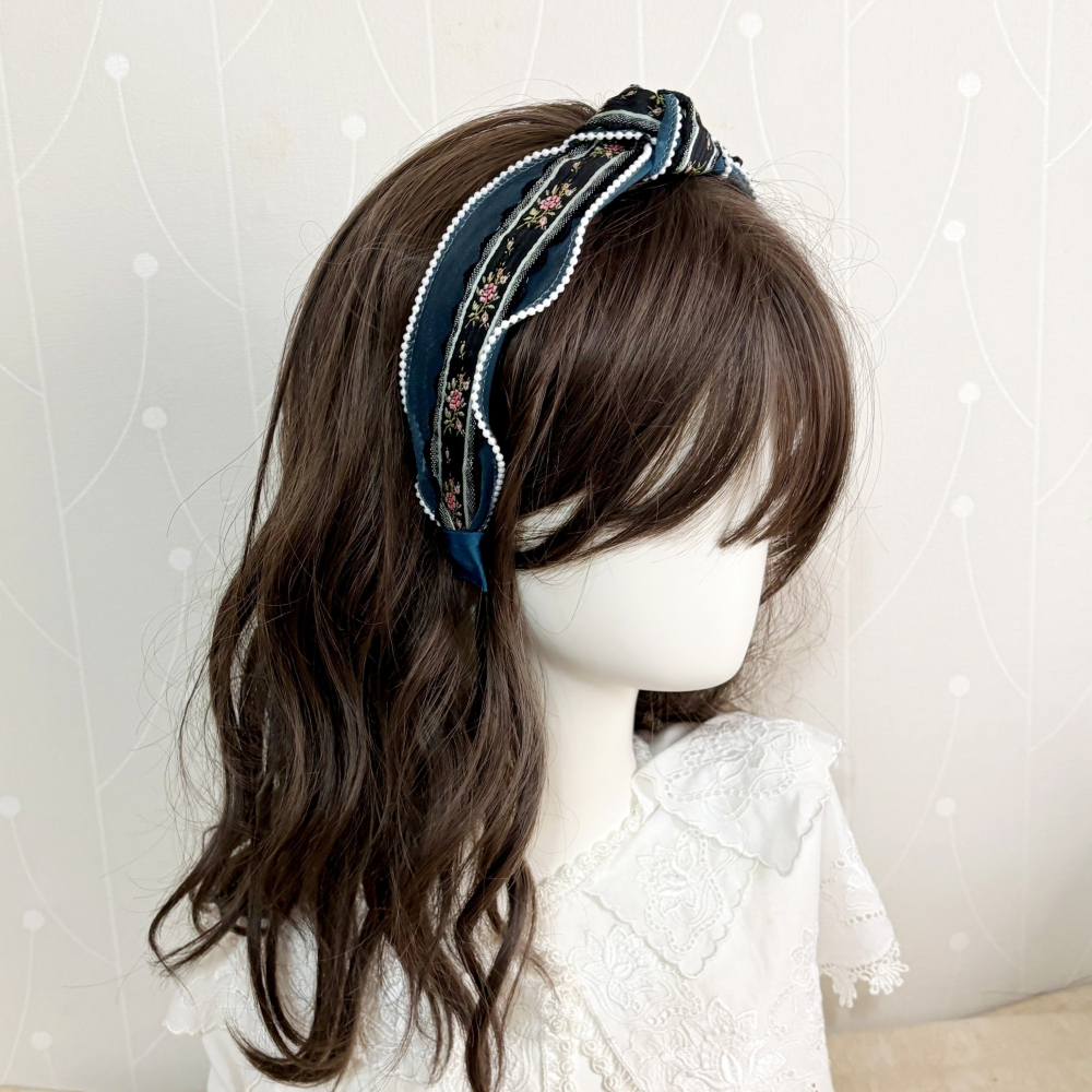 ＊哈娜髮飾＊手工拼接髮箍/ 寬版 寬邊 髮帶式刺繡蕾絲頭箍 髮窟 頭帶 頭飾 法枯 髮估-細節圖3