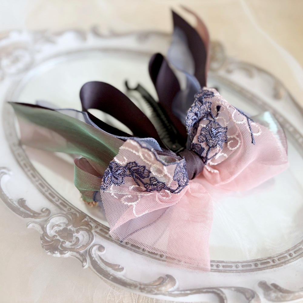 ＊哈娜髮飾＊法式蕾絲香蕉夾 鯊魚夾 仙女夾 髮圈 馬尾夾 蝴蝶結髮夾 相交夾 壓夾 三爪夾 包頭抓夾 髮叉 髮梳 邊夾-細節圖4