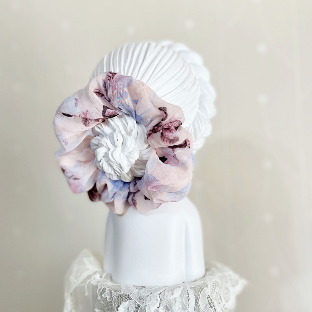 布藝大腸圈/ 雪紡 髮圈 大腸髮圈 髮束 髮繩 髮飾 頭飾 禮物 髮量多 髮量少-細節圖2