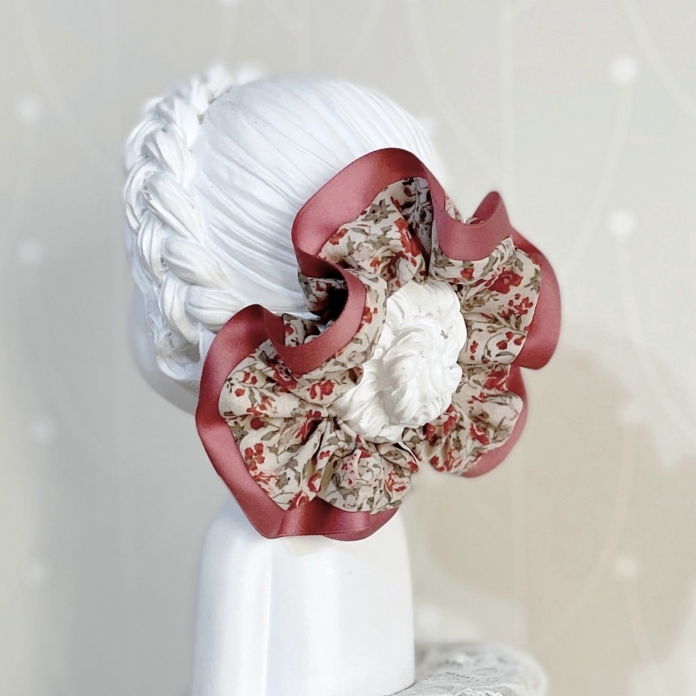 滾邊大腸圈/ 珊瑚紅髮圈 大腸髮圈 髮束 髮繩 髮飾 頭飾 禮物-細節圖2