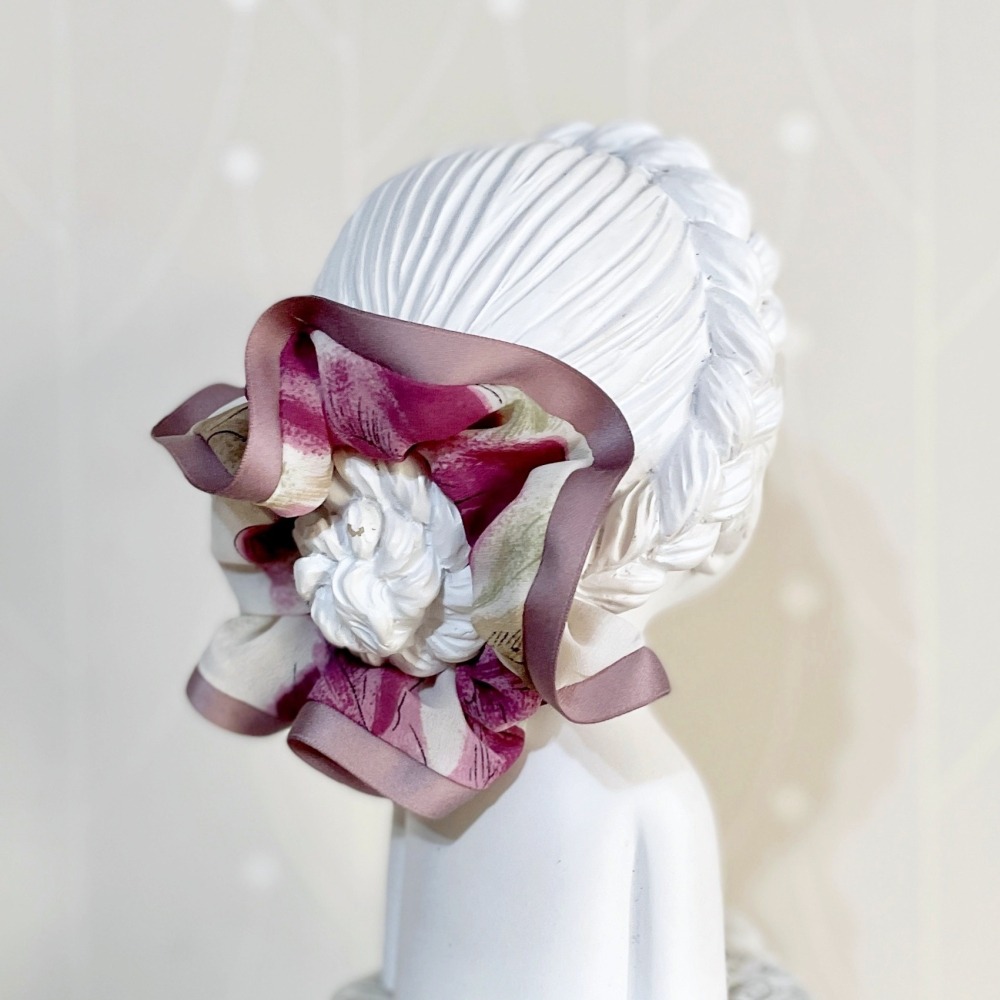 滾邊大腸圈/ 紫色髮圈 大腸髮圈 髮束 髮繩 髮飾 頭飾 禮物 髮量多 髮量少 手工-細節圖2