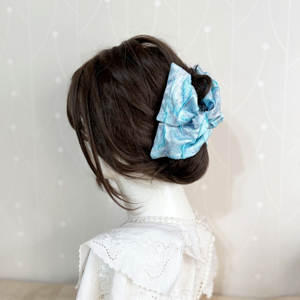 ＊哈娜髮飾＊三角抓夾 / 立體緹花工緞 藝水餃大鯊魚夾 髮量多 馬尾 髮夾 包頭 公主頭 盤髮 頭飾 手工髮飾 獨家-細節圖5