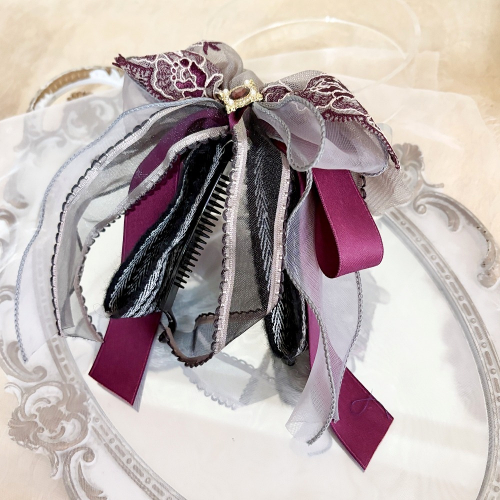 ＊哈娜髮飾＊法式蕾絲香蕉夾 鯊魚夾 仙女夾 髮圈 馬尾夾 蝴蝶結髮夾 相交夾 壓夾 三爪夾 包頭抓夾 髮叉 髮梳 邊夾-細節圖3