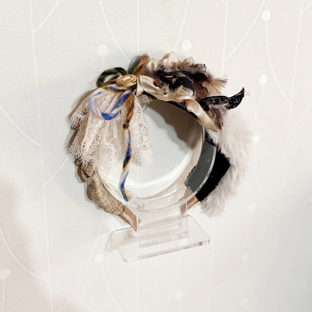 ＊哈娜髮飾＊手工拼接髮箍/ 寬版 寬邊 髮帶式刺繡蕾絲頭箍 髮窟 頭帶 頭飾 法枯 髮估-細節圖3