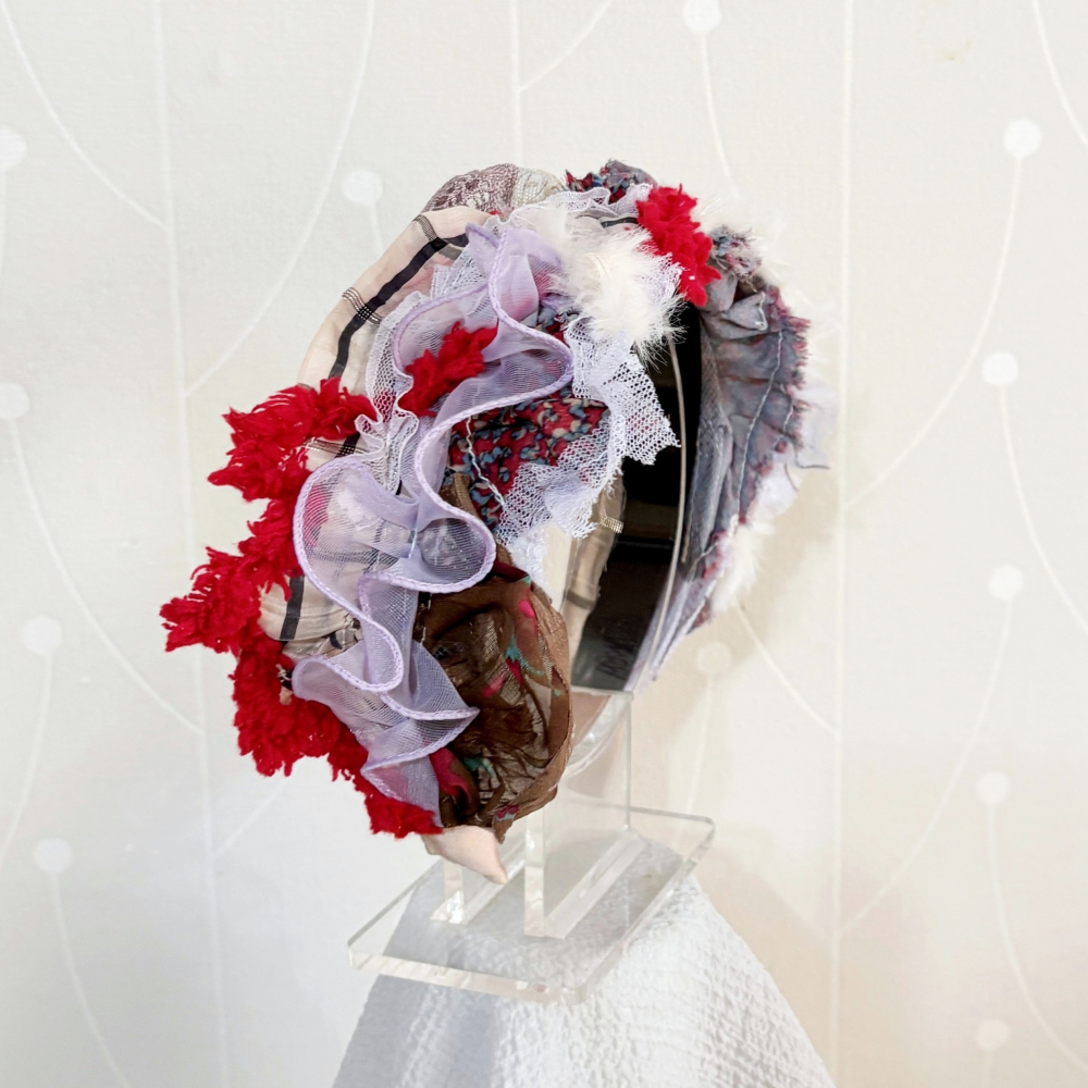 ＊哈娜髮飾＊手工拼接髮箍/ 寬版 寬邊 髮帶式刺繡蕾絲頭箍 髮窟 頭帶 頭飾 法枯 髮估-細節圖2