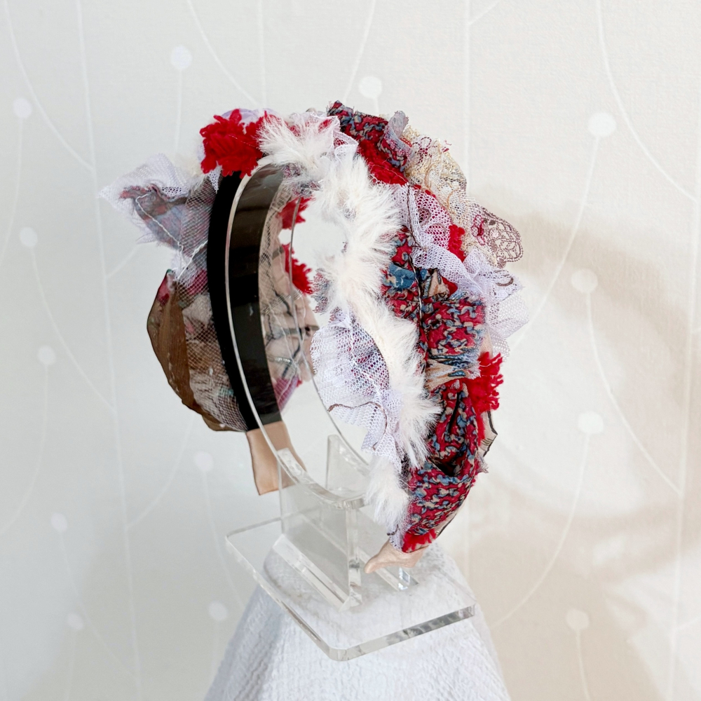 ＊哈娜髮飾＊手工拼接髮箍/ 寬版 寬邊 髮帶式刺繡蕾絲頭箍 髮窟 頭帶 頭飾 法枯 髮估-細節圖4