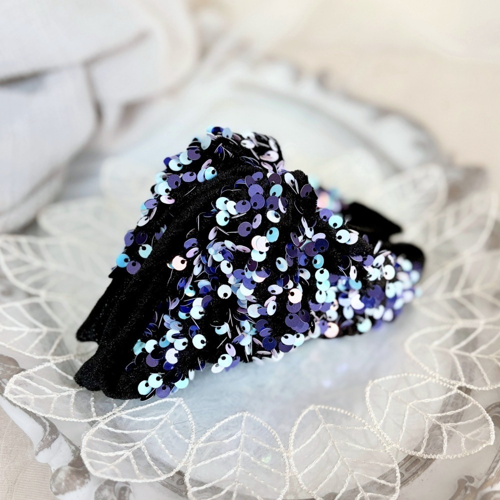 ＊哈娜髮飾＊三角抓夾 /水餃超大鯊魚夾 炫彩亮片 髮量多 馬尾 髮夾 包頭 公主頭 盤髮 頭飾 手工髮飾 獨家-細節圖2