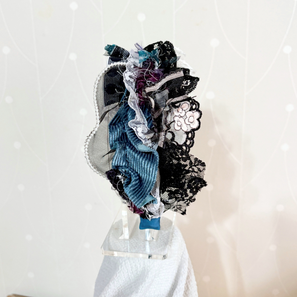 ＊哈娜髮飾＊手工拼接髮箍/ 寬版 寬邊 髮帶式刺繡蕾絲頭箍 髮窟 頭帶 頭飾 法枯 髮估-細節圖3