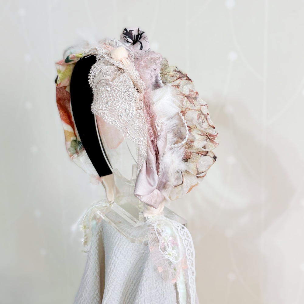 ＊哈娜髮飾＊手工拼接髮箍/ 寬版 寬邊 髮帶式刺繡蕾絲頭箍 髮窟 頭帶 頭飾 法枯 髮估-細節圖2