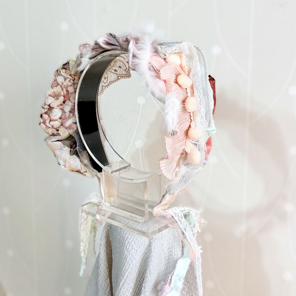 ＊哈娜髮飾＊手工拼接髮箍/ 寬版 寬邊 髮帶式刺繡蕾絲頭箍 髮窟 頭帶 頭飾 法枯 髮估-細節圖4