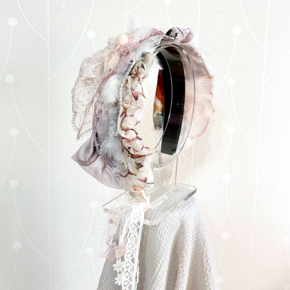 ＊哈娜髮飾＊手工拼接髮箍/ 寬版 寬邊 髮帶式刺繡蕾絲頭箍 髮窟 頭帶 頭飾 法枯 髮估-細節圖7