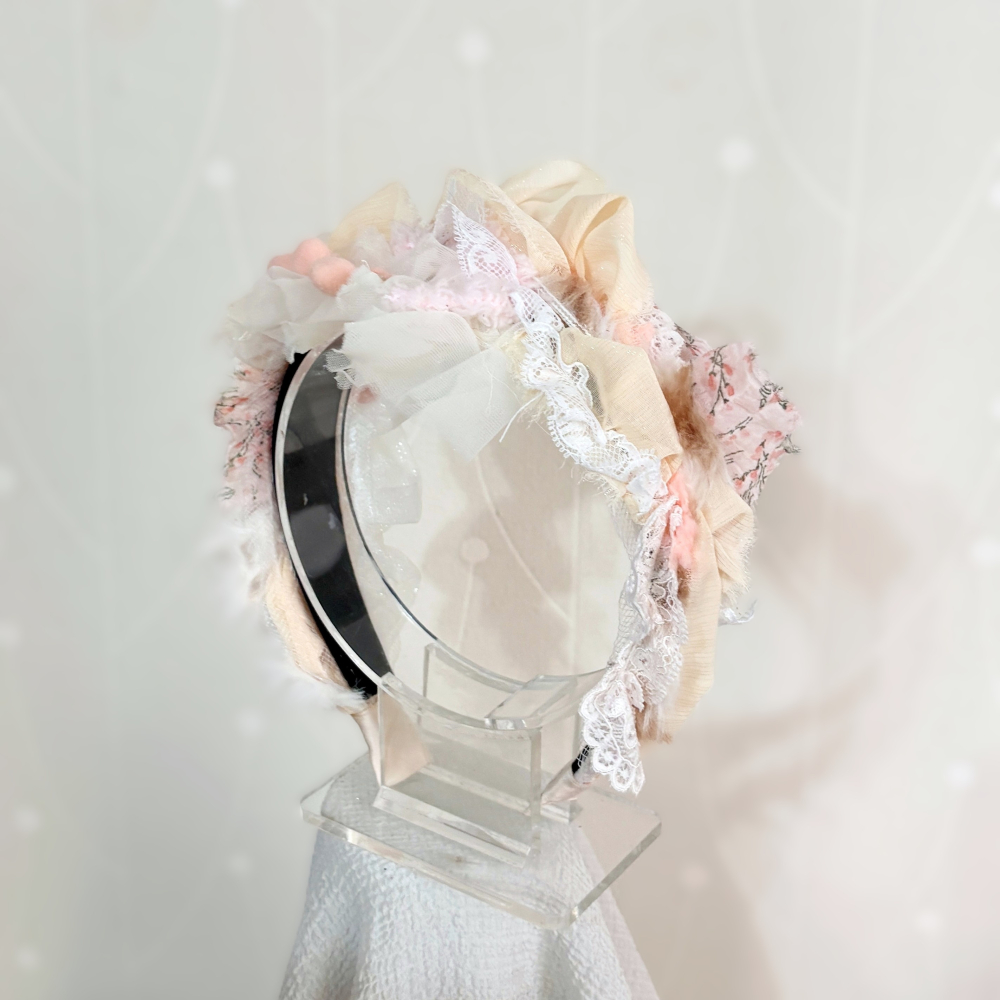 ＊哈娜髮飾＊手工拼接髮箍/ 寬版 寬邊 髮帶式刺繡蕾絲頭箍 髮窟 頭帶 頭飾 法枯 髮估-細節圖2