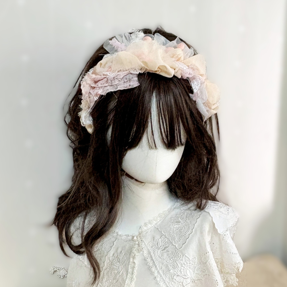 ＊哈娜髮飾＊手工拼接髮箍/ 寬版 寬邊 髮帶式刺繡蕾絲頭箍 髮窟 頭帶 頭飾 法枯 髮估-細節圖4