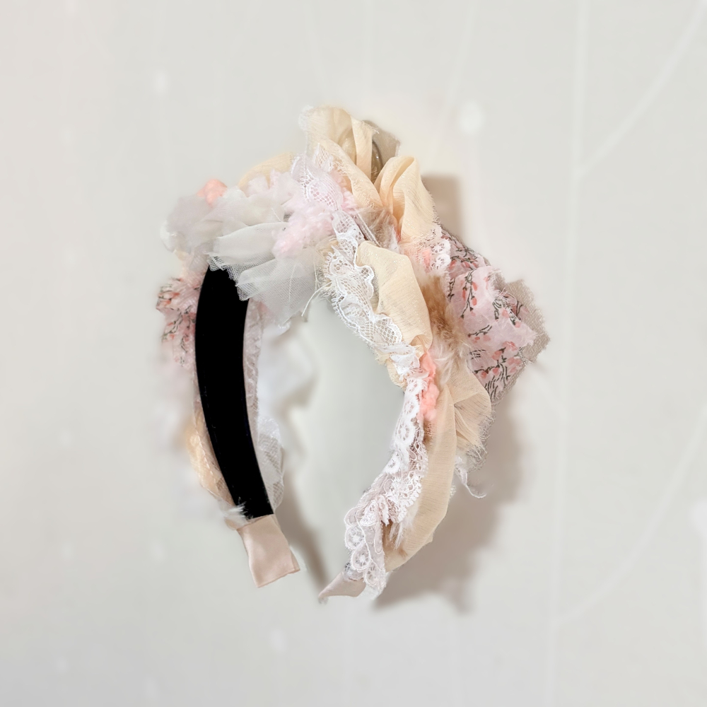 ＊哈娜髮飾＊手工拼接髮箍/ 寬版 寬邊 髮帶式刺繡蕾絲頭箍 髮窟 頭帶 頭飾 法枯 髮估-細節圖5