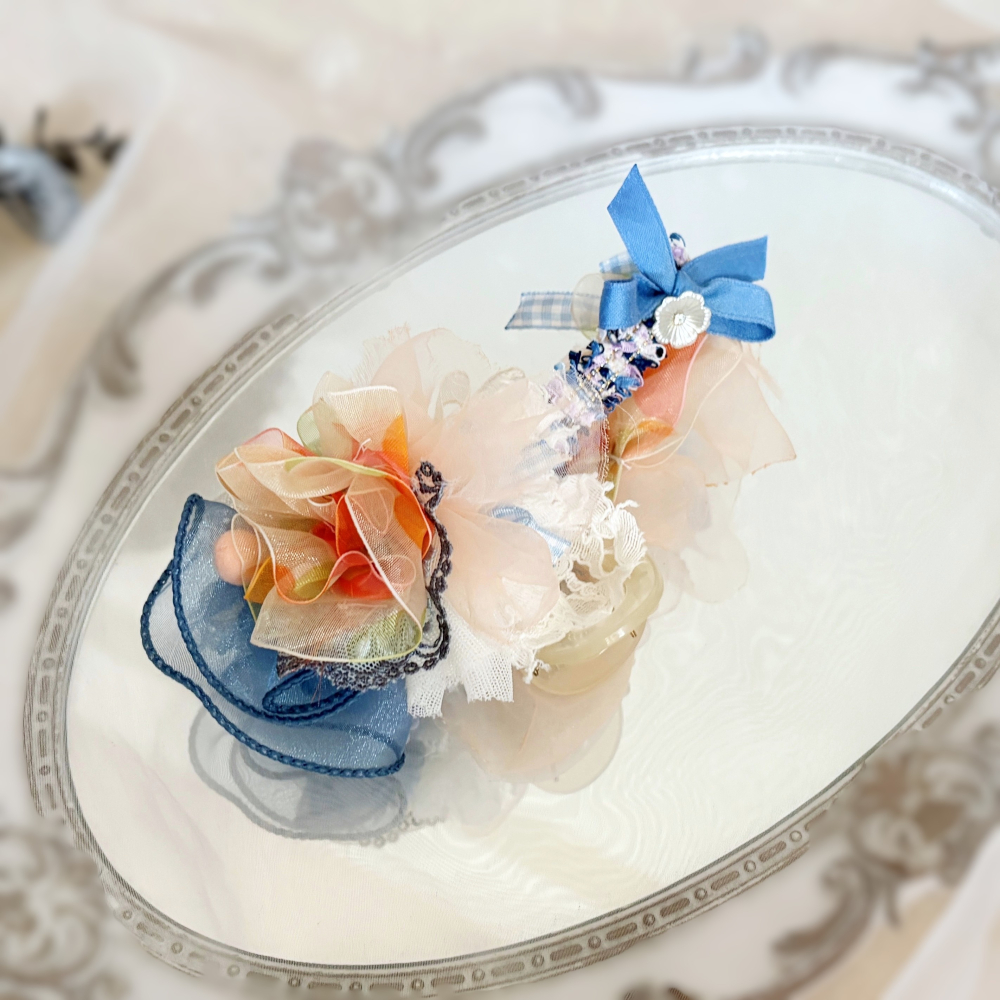 ＊哈娜髮飾＊手工紗線髮夾/毛線鯊魚夾 超大抓夾 拼接 髮量多 髮飾 飾品 新娘頭飾 盤髮 丸子頭 包頭 大鯊魚夾-細節圖6