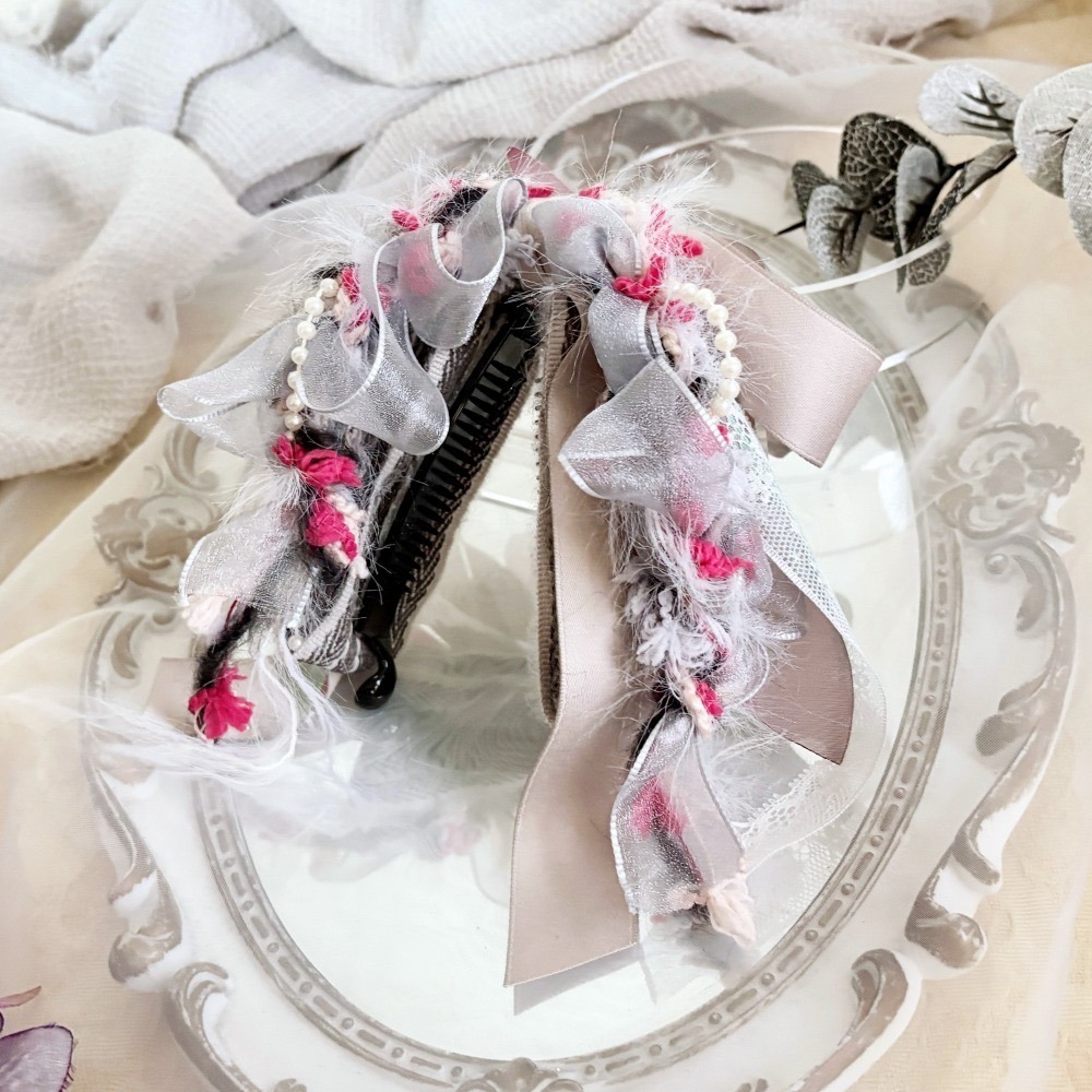 ＊哈娜髮飾＊法式編織仙女夾 香蕉夾 鯊魚夾 髮圈 馬尾夾 蝴蝶結髮夾 相交夾 壓夾 三爪夾 包頭抓夾 髮叉 髮梳 邊夾-細節圖2