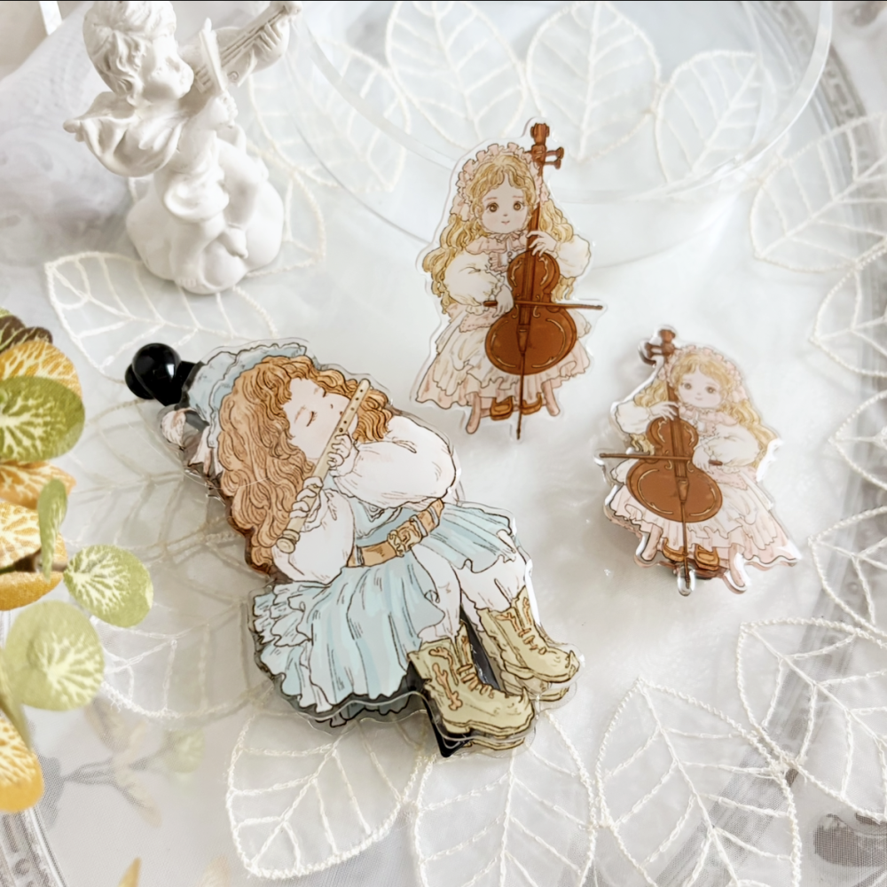 ＊哈娜髮飾＊獨家插畫髮夾 滴膠壓克力 相交夾 香蕉夾 邊夾 H夾 壓夾 文創插畫 音樂 鴨夾 瀏海夾 禮物 送禮 禮品-細節圖3