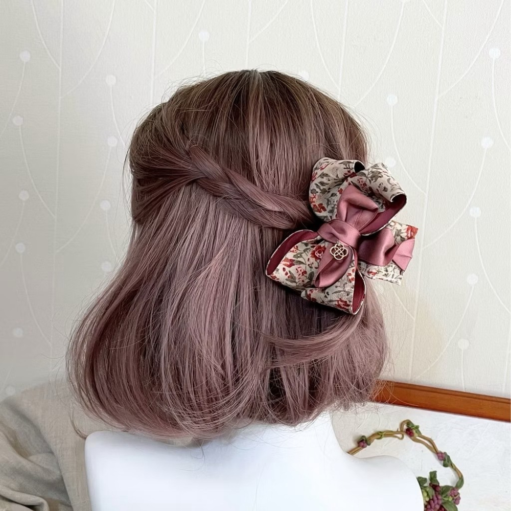 ＊哈娜髮飾＊手工立體蝴蝶結鯊魚夾~ 珊瑚紅香蕉夾 馬尾夾 抓夾 彈簧夾 相交夾 髮圈 髮束 包頭壓夾 髮梳 髮叉-細節圖2