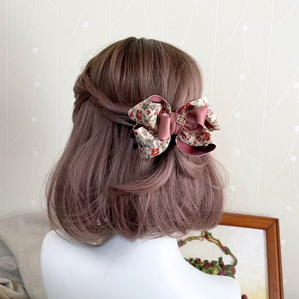 ＊哈娜髮飾＊手工立體蝴蝶結鯊魚夾~ 珊瑚紅香蕉夾 馬尾夾 抓夾 彈簧夾 相交夾 髮圈 髮束 包頭壓夾 髮梳 髮叉-細節圖3