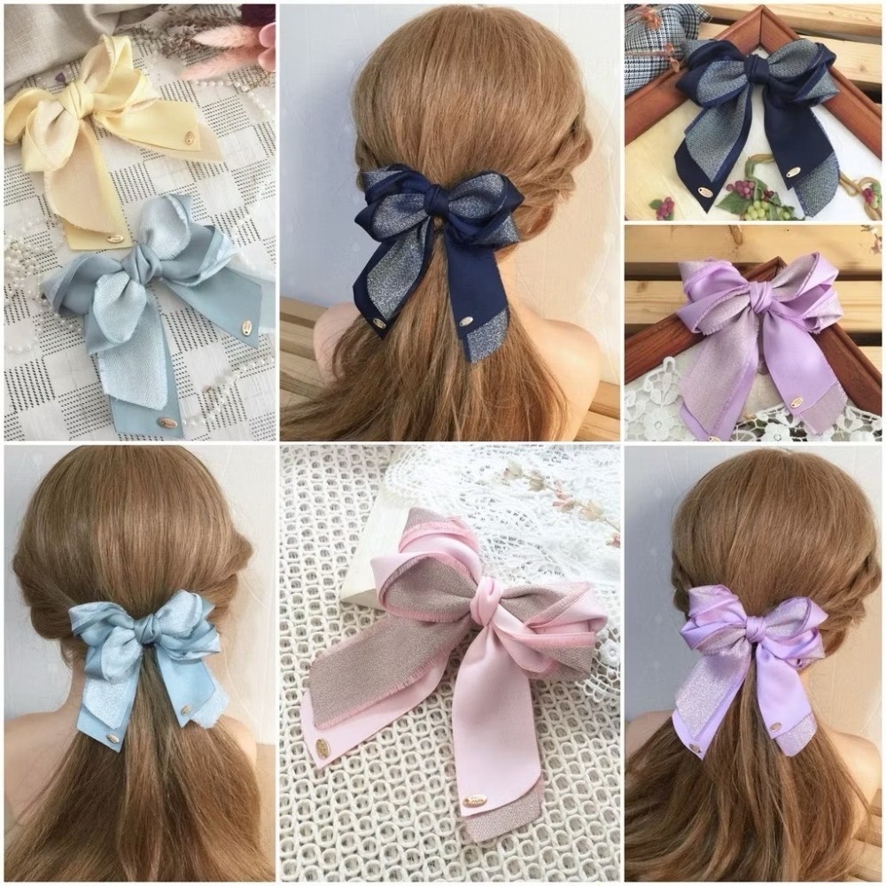 ＊哈娜髮飾＊手工立體蝴蝶結 彈簧夾 紫毛邊 馬尾夾 自動夾 香蕉夾 抓夾 鯊魚夾 相交夾 髮圈 髮束 大腸圈 髮梳-細節圖2