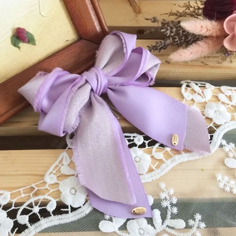 ＊哈娜髮飾＊手工立體蝴蝶結 彈簧夾 紫毛邊 馬尾夾 自動夾 香蕉夾 抓夾 鯊魚夾 相交夾 髮圈 髮束 大腸圈 髮梳-細節圖3