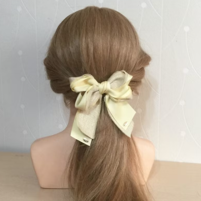 ＊哈娜髮飾＊手工蝴蝶結彈簧夾 黃毛邊 馬尾夾 自動夾 法國夾 香蕉夾 抓夾 鯊魚夾 相交夾 髮圈 髮束 大腸圈 髮梳-細節圖2