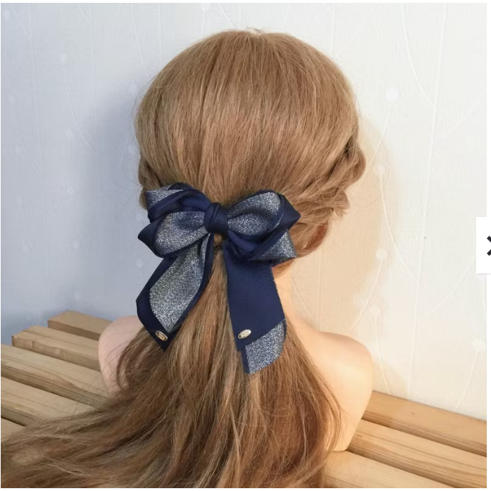 ＊哈娜髮飾＊手工立體蝴蝶結 丈藍毛邊 彈簧夾 馬尾夾 自動夾 香蕉夾 抓夾 鯊魚夾 相交夾 髮圈 髮束 大腸圈 髮梳-細節圖3