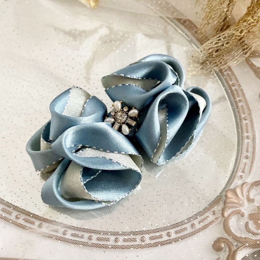 ＊哈娜髮飾＊雙色雲朵~手工立體蝴蝶結 香蕉夾 抓夾 彈簧夾 相交夾 鯊魚夾 髮夾 髮圈 馬尾夾 邊夾 髮叉 邊夾-細節圖4