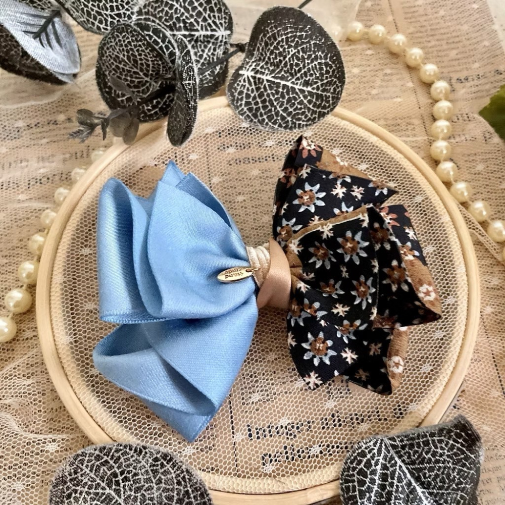 ＊哈娜髮飾＊拼布風 手工立體蝴蝶結 香蕉夾 相交夾 鯊魚夾 邊夾 髮圈 大腸圈 髮梳 髮叉 髮夾 壓夾 馬尾夾 彈簧夾-細節圖2