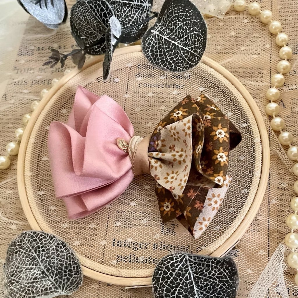 ＊哈娜髮飾＊拼布風 手工立體蝴蝶結 香蕉夾 相交夾 鯊魚夾 邊夾 髮圈 大腸圈 髮梳 髮叉 髮夾 壓夾 馬尾夾 彈簧夾-細節圖3