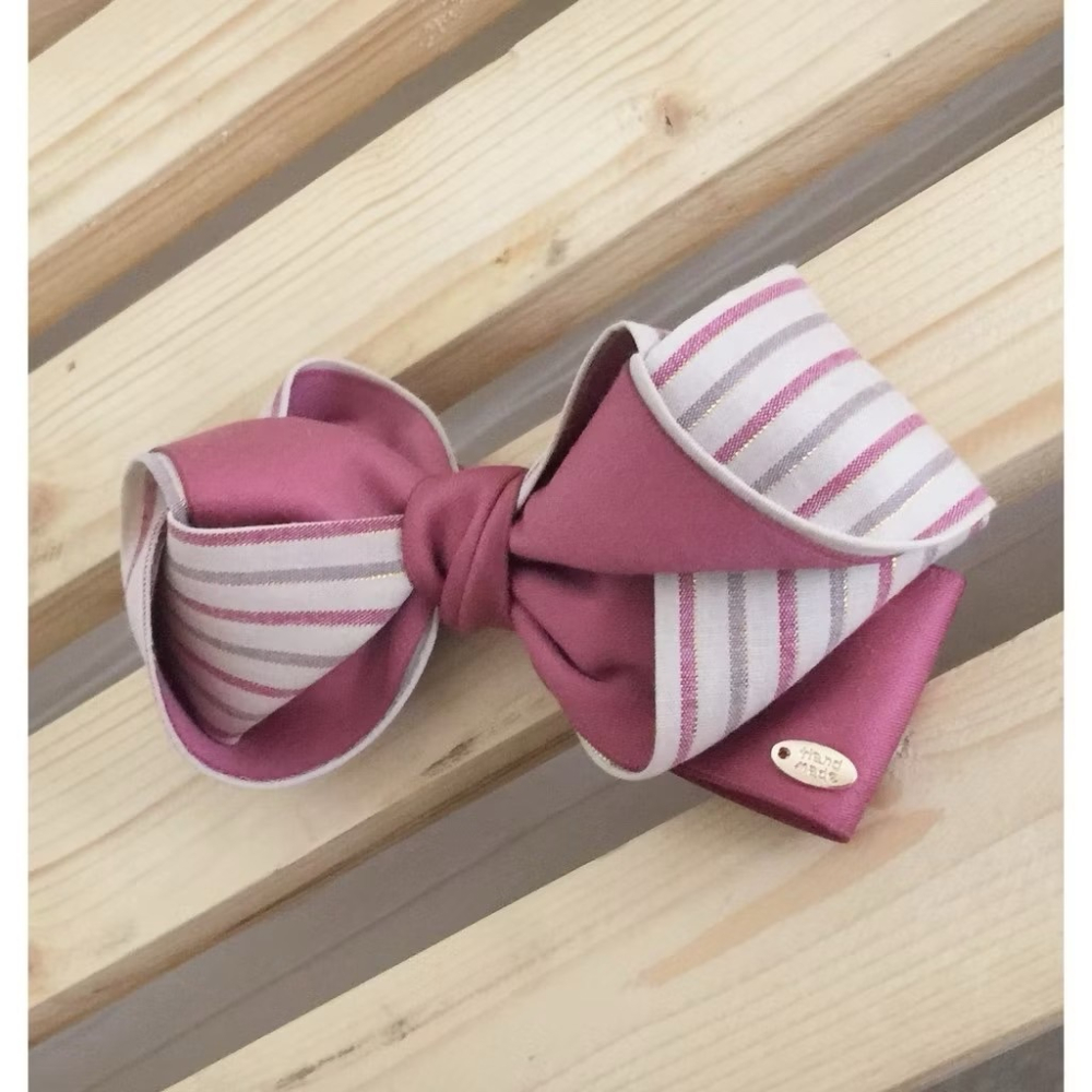 ＊哈娜髮飾＊條紋 手工立體蝴蝶結 香蕉夾 相交夾 鯊魚夾 邊夾 髮圈 大腸圈 髮梳 髮叉 髮夾 壓夾 馬尾夾 彈簧夾-細節圖5