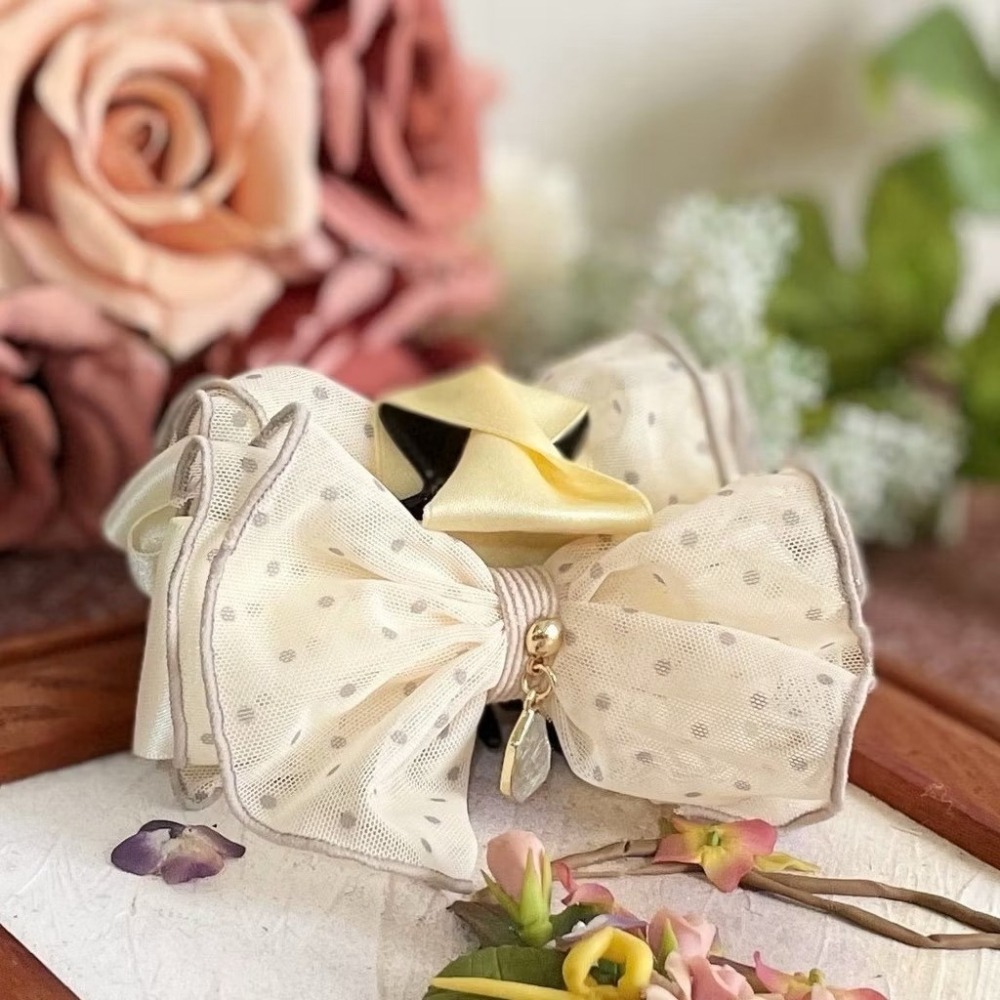 ＊哈娜髮飾＊百褶 手工立體蝴蝶結 香蕉夾 相交夾 鯊魚夾 邊夾 髮圈 大腸圈 髮梳 髮叉 髮夾 壓夾 馬尾夾 彈簧夾-細節圖3