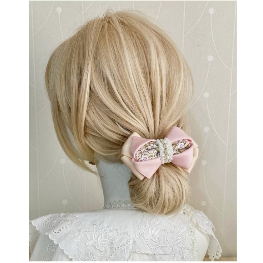 ＊哈娜髮飾＊碎花布藝~手工立體蝴蝶結 香蕉夾 抓夾 彈簧夾 相交夾 鯊魚夾 髮夾 髮圈 馬尾夾 邊夾 髮叉 邊夾-細節圖2