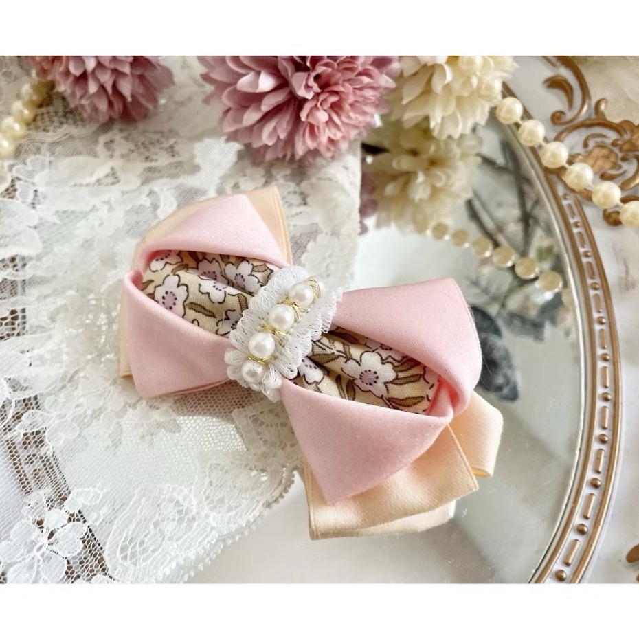 ＊哈娜髮飾＊碎花布藝~手工立體蝴蝶結 香蕉夾 抓夾 彈簧夾 相交夾 鯊魚夾 髮夾 髮圈 馬尾夾 邊夾 髮叉 邊夾-細節圖3