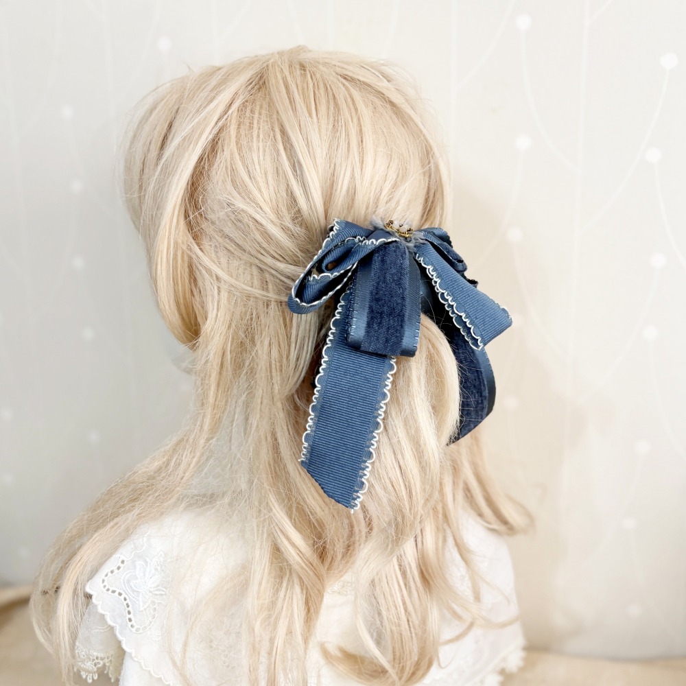 ＊哈娜髮飾＊手工仙女夾 牛仔大蝴蝶結 香蕉夾 鯊魚夾 馬尾夾 髮夾 相交夾 包頭抓夾 髮叉 髮梳 邊夾-細節圖2