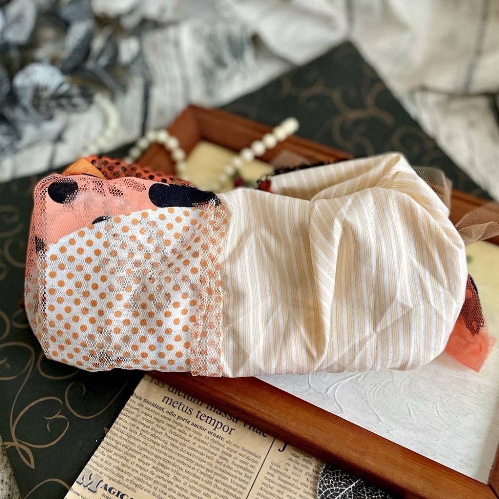 ＊哈娜髮飾＊彈性髮帶~橘黑 編織寬髮帶 寬版頭帶 誇張髮帶 頭戴毛線 日系 寬邊頭 巾 圍脖 髮飾 頭飾 領巾-細節圖4