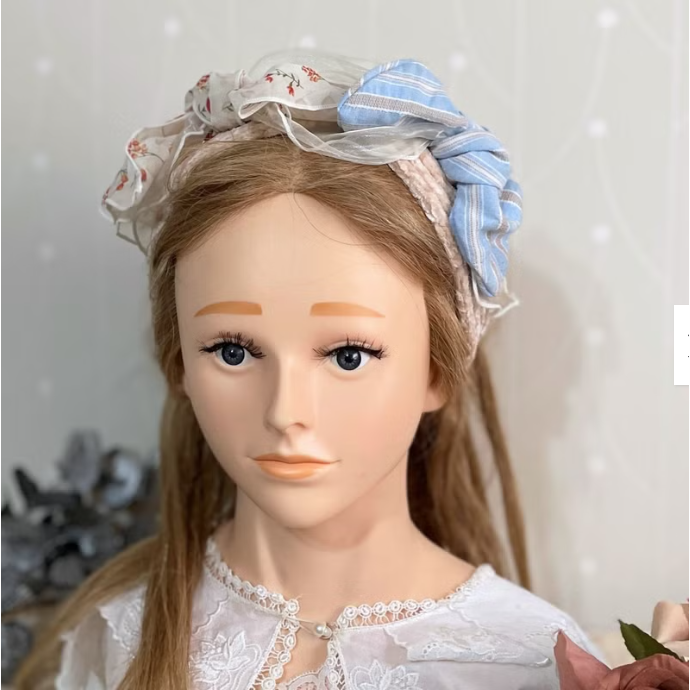 ＊哈娜髮飾＊彈性髮帶~米 編織寬髮帶 寬版頭帶 誇張髮帶 頭戴毛線 日系 寬邊頭 巾 圍脖 髮飾 頭飾 領巾-細節圖2