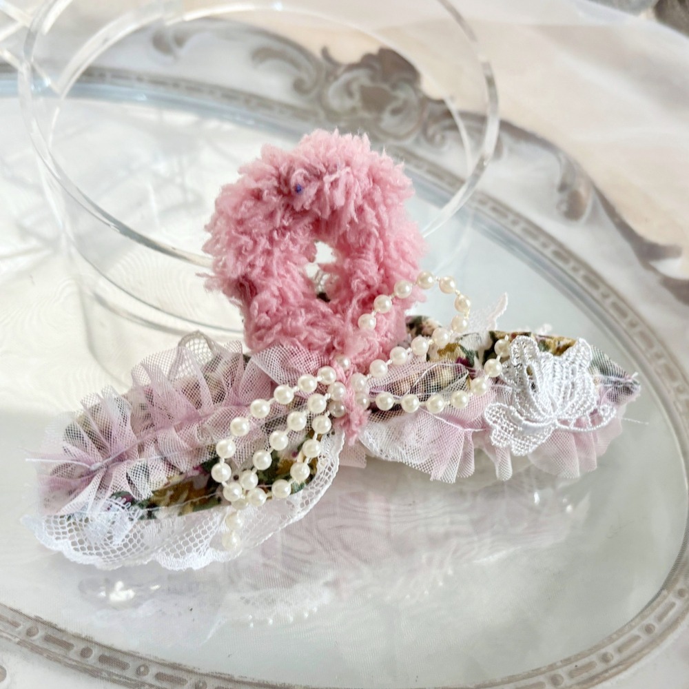 ＊哈娜髮飾＊手工紗線髮夾/毛線鯊魚夾 超大抓夾 髮量多 髮飾 飾品 新娘頭飾 盤髮 丸子頭 包頭 禮物 生日-細節圖2