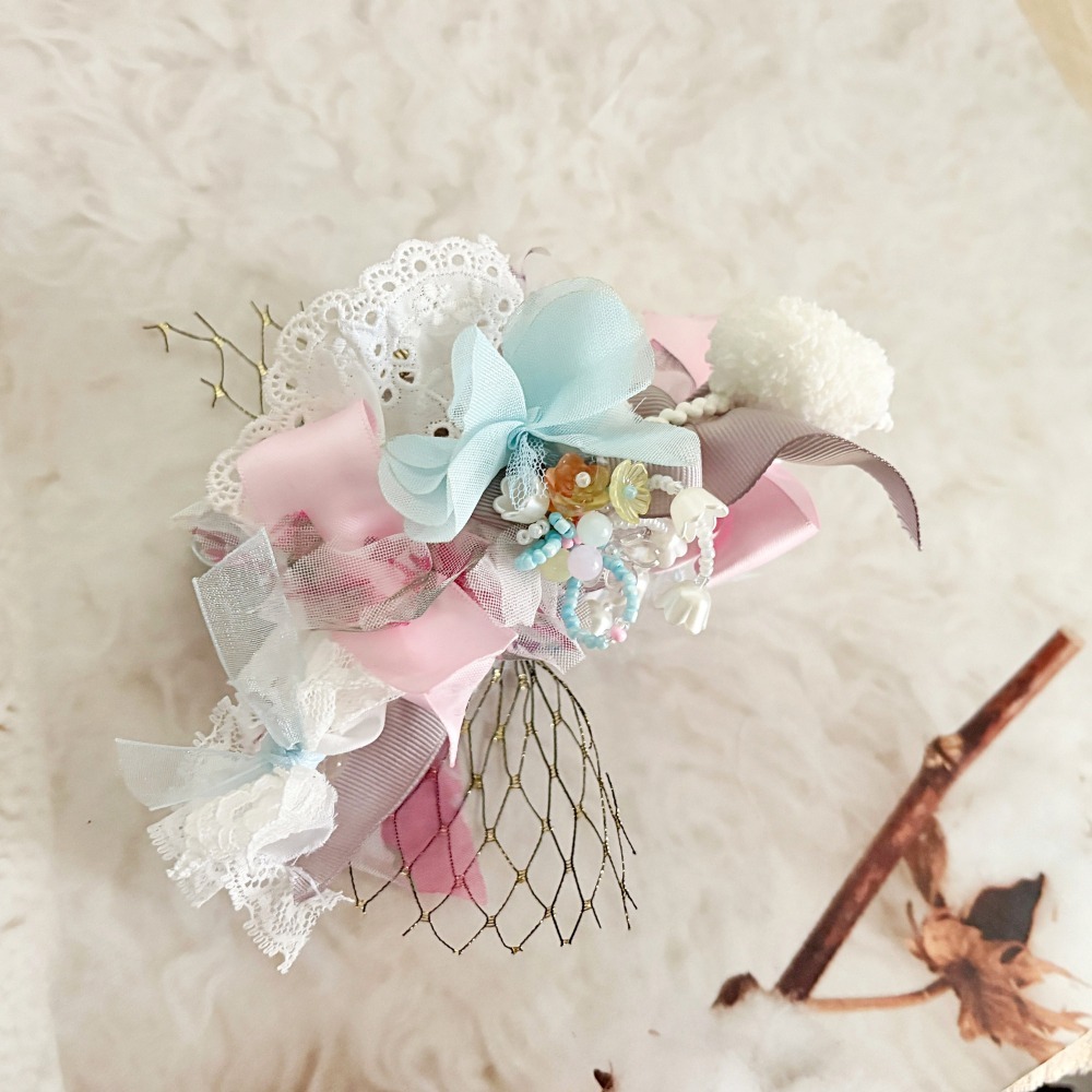 ＊哈娜髮飾＊手工紗線髮夾/毛線鯊魚夾 超大抓夾 髮量多 髮飾 飾品 新娘頭飾 盤髮 丸子頭 包頭 禮物 生日-細節圖3
