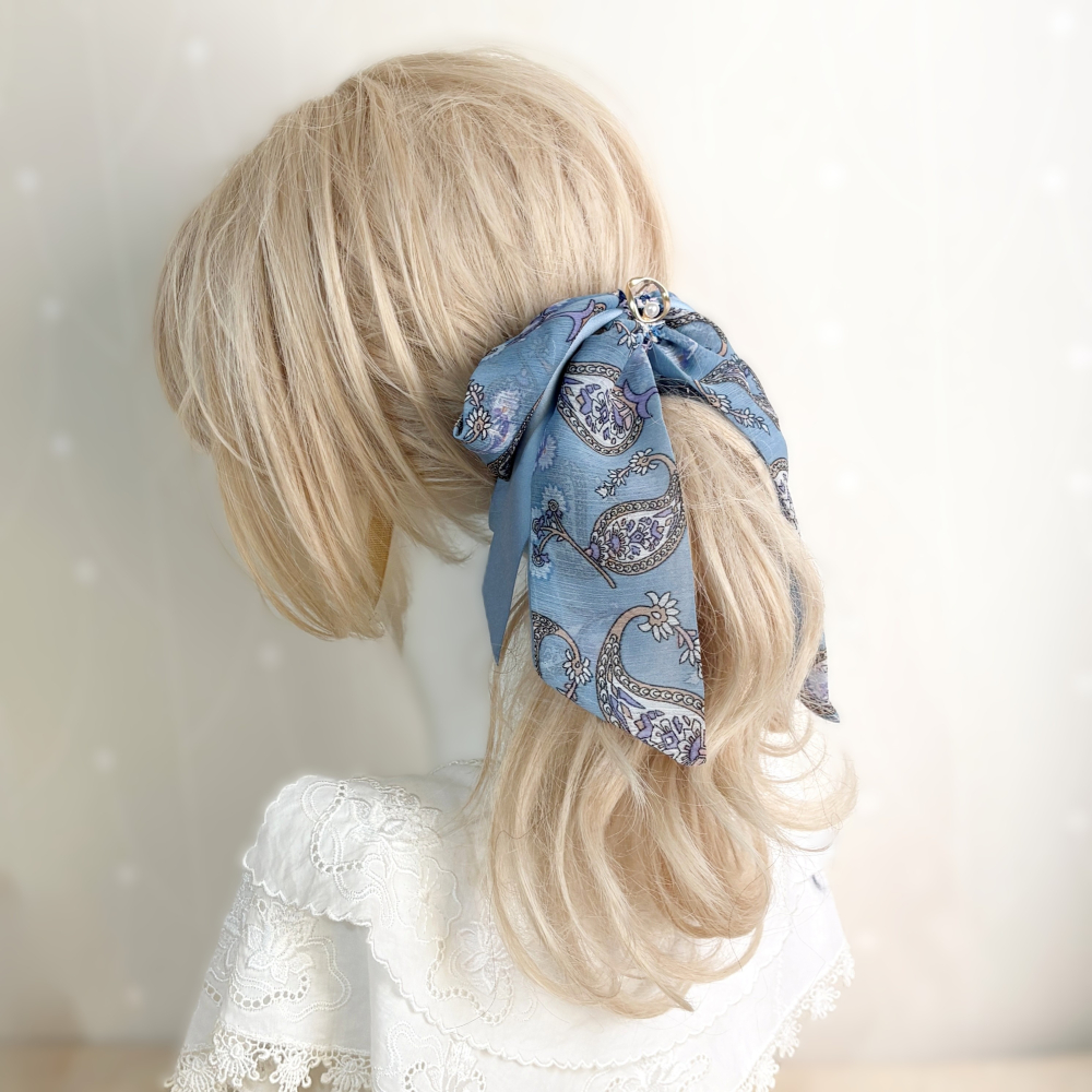 ＊哈娜髮飾＊法式絲巾式仙女夾/ 香蕉夾 大腸圈 髮圈 馬尾夾 髮夾 相交夾 三爪夾 包頭抓夾 鯊魚夾 髮叉 髮梳 邊夾-細節圖2