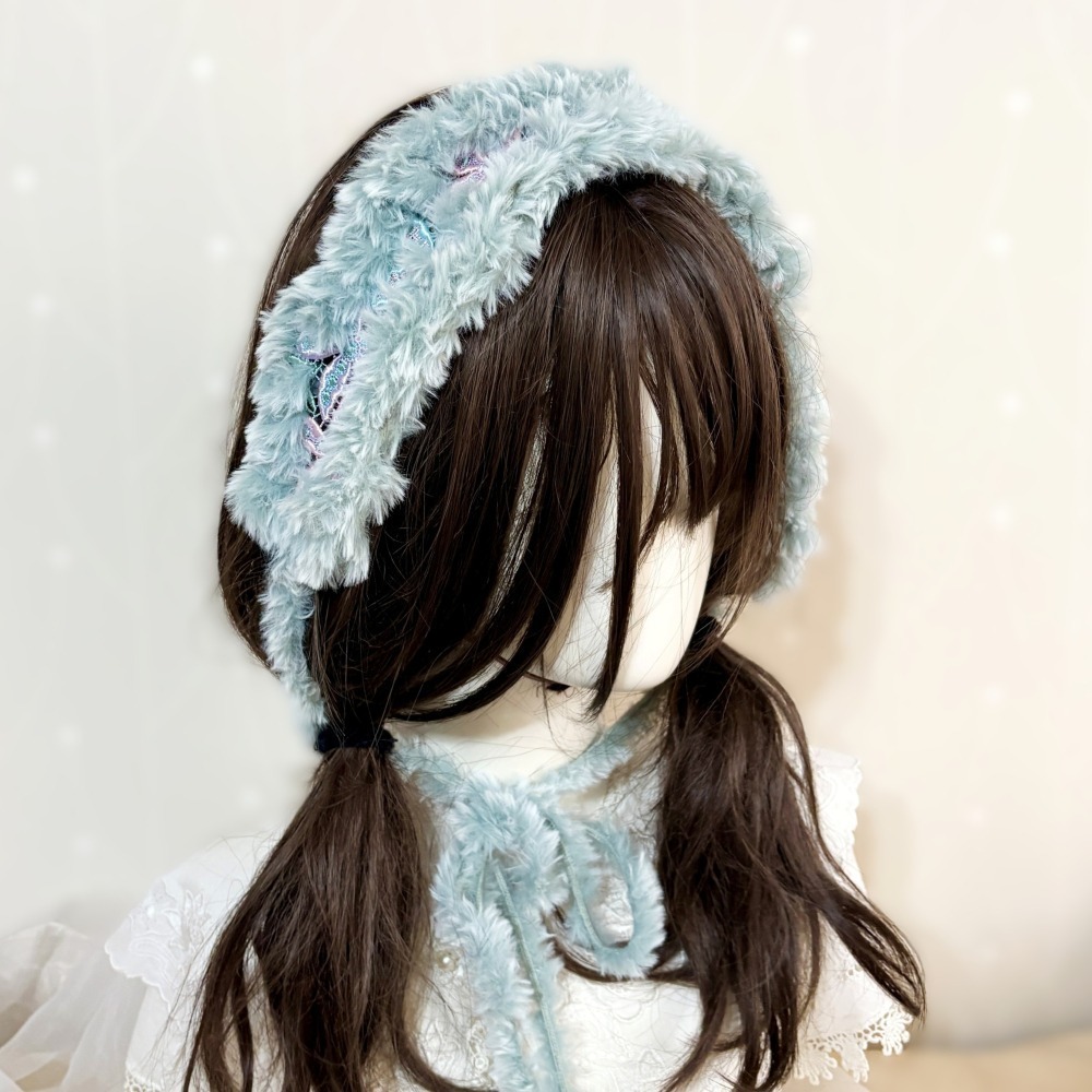 ＊哈娜髮飾＊編織髮帶~ 海星 綠 綁帶寬版頭帶 毛線 日系寬邊頭巾圍脖 髮飾 頭飾 領巾-細節圖2