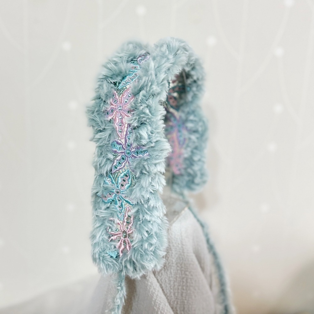 ＊哈娜髮飾＊編織髮帶~ 海星 綠 綁帶寬版頭帶 毛線 日系寬邊頭巾圍脖 髮飾 頭飾 領巾-細節圖3