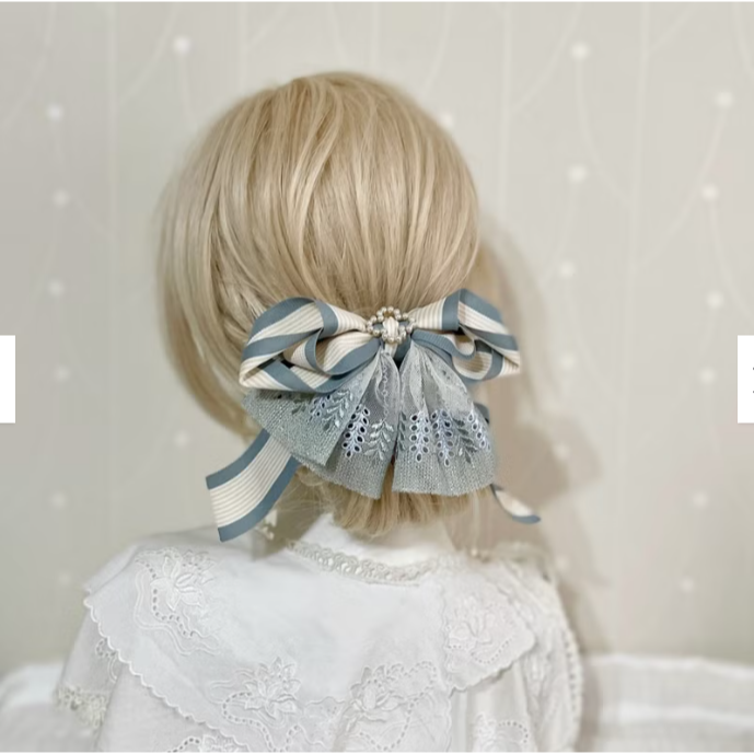 ＊哈娜髮飾＊法式蕾絲仙女夾 條紋 香蕉夾 鯊魚夾 髮圈 馬尾夾 蝴蝶結髮夾 相交夾 三爪夾 包頭抓夾 髮梳 邊夾-細節圖3