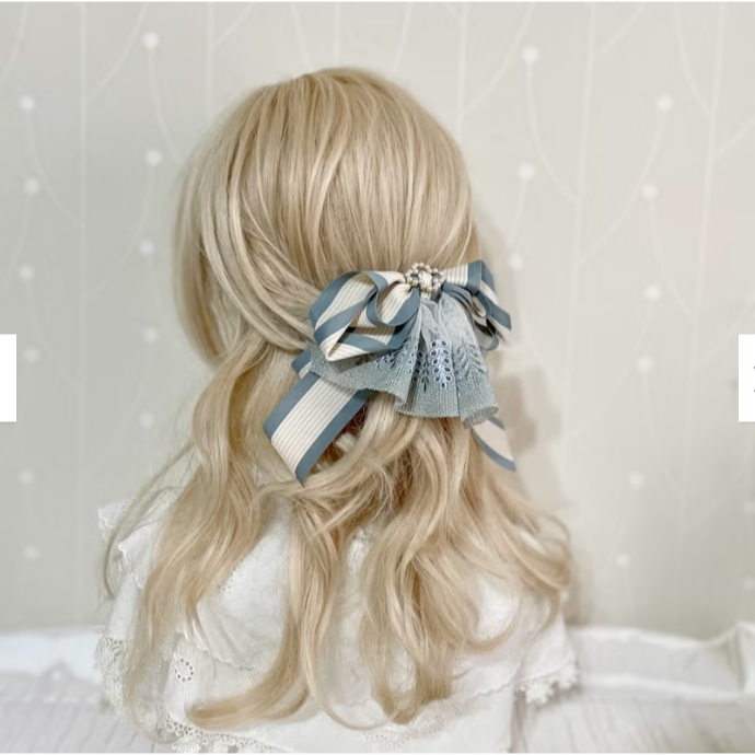 ＊哈娜髮飾＊法式蕾絲仙女夾 條紋 香蕉夾 鯊魚夾 髮圈 馬尾夾 蝴蝶結髮夾 相交夾 三爪夾 包頭抓夾 髮梳 邊夾-細節圖5