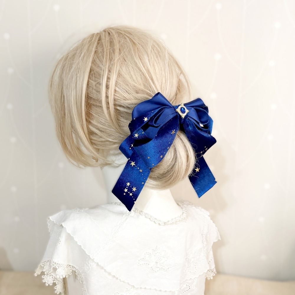 ＊哈娜髮飾＊絨質手工仙女夾/寶藍大蝴蝶結香蕉夾 鯊魚夾 髮圈 馬尾夾 髮夾 相交夾 三爪夾 包頭抓夾 髮叉 髮梳 邊夾-細節圖5