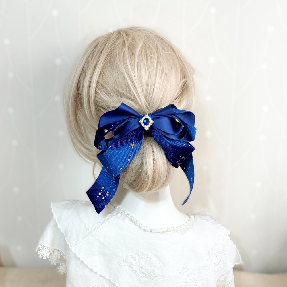 ＊哈娜髮飾＊絨質手工仙女夾/寶藍大蝴蝶結香蕉夾 鯊魚夾 髮圈 馬尾夾 髮夾 相交夾 三爪夾 包頭抓夾 髮叉 髮梳 邊夾-細節圖7