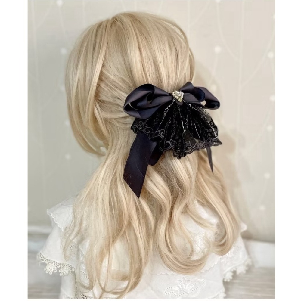 ＊哈娜髮飾＊法式蕾絲仙女夾 碳灰 香蕉夾 鯊魚夾 髮圈 馬尾夾 蝴蝶結髮夾 相交夾 三爪夾 包頭抓夾 髮梳 邊夾-細節圖4